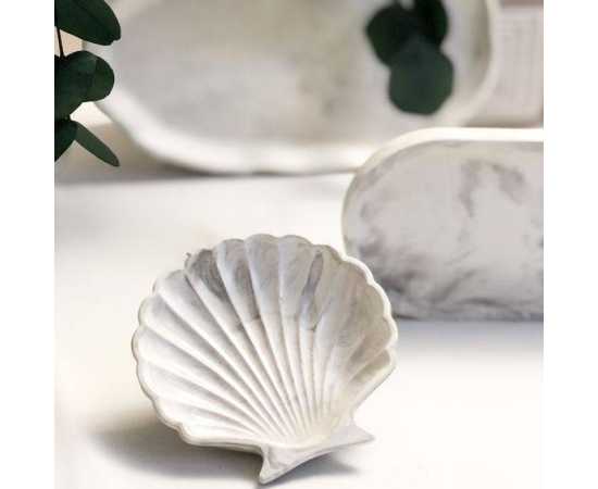 White & Black Marble Shell Tray,