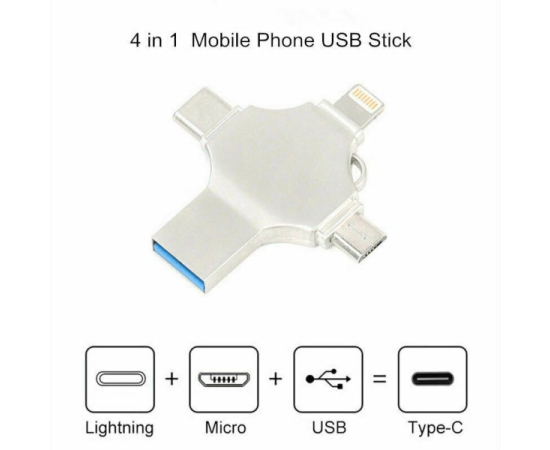 4 in 1 OTG 32GB USB Flash Drive For iPhone /Type C Device Micro USB Stick