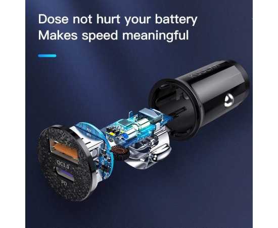 KUULAA  Dual Ports Fast Charging USB Car Charger Black - 42W - 1 Piece