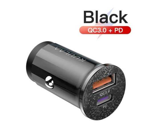 KUULAA  Dual Ports Fast Charging USB Car Charger Black - 42W - 1 Piece