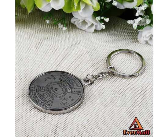 50 Years perpetual calendar Keychain Silver Alloy
