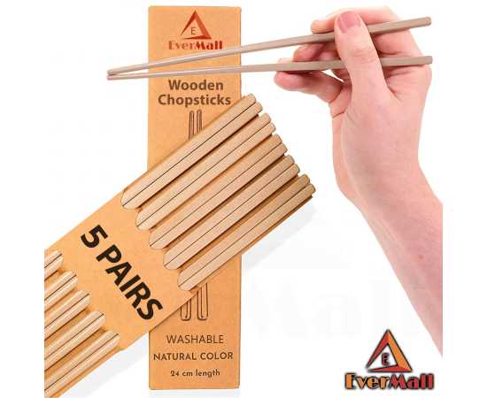 Chinese Style Natural Bamboo Reusable Chopstick - Pack Of 5 PairsChinese Style Natural Bamboo Reusable Chopstick - Pack Of 5 Pairs