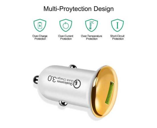 C3.0 Quick Charge USB Fast Charging For Car Mobile Phone Mini