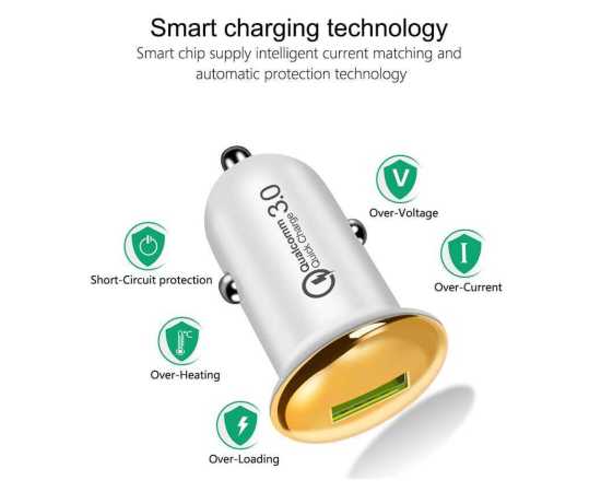 C3.0 Quick Charge USB Fast Charging For Car Mobile Phone Mini