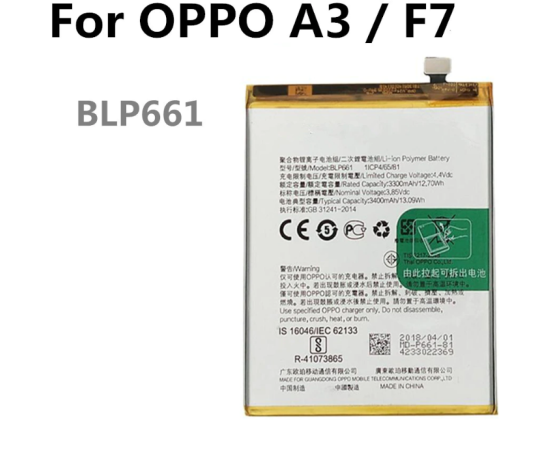 Oppo F7 / A3 Battery Replacement (BLP661) With 3400mAh Capacity