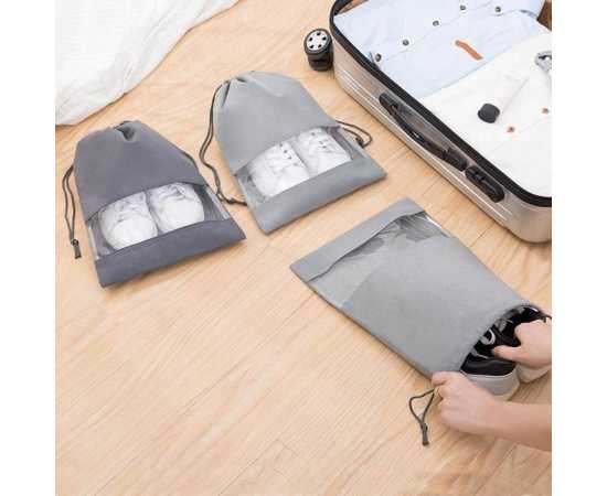 Pack of 12 - Travel Shoes Storage bag with clear window non-woven with PVC Bag