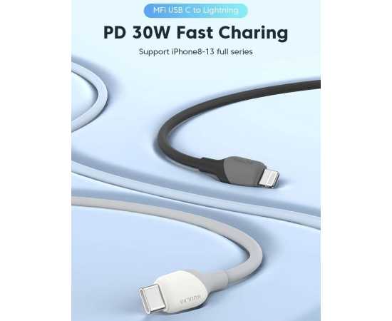 KUULAA 30W MFI Certified PD USB-C to Lightning Charging Cable Black