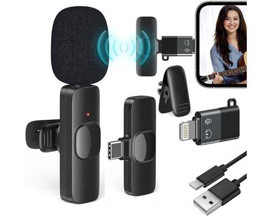 K8 Wireless Collar Mic Microphone Type-C AND LIGHTENING CONNECTOR