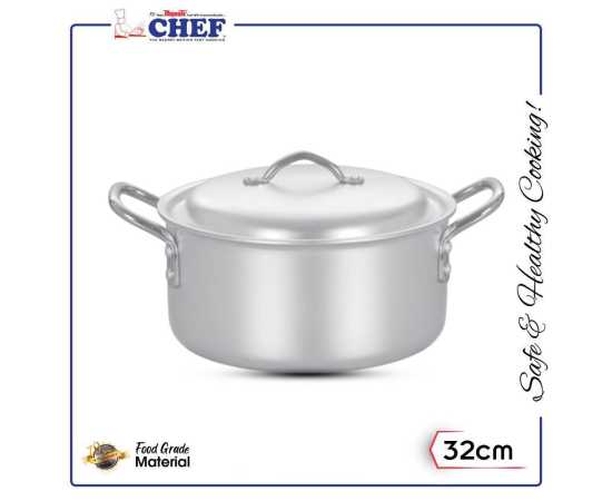 Chef Dull Finish Cooking Pan Pot/Casserole/Deghchi - 32 Cm
