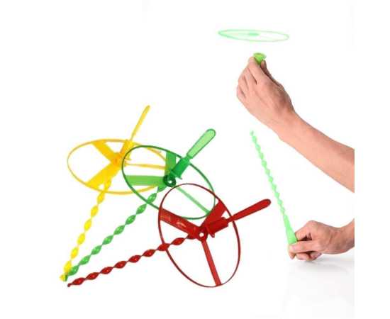 6 Pcs Flying Disc Fan Saucer Children Outdoor Pull String Flying Bamboo Dragonfly Helicopter