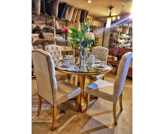 Round Vintage Dining Table Set For 4 Person