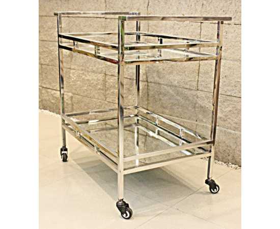 Stainless Steel Rectangle Serving Trolley Large
