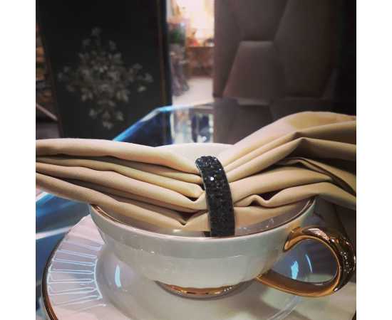 Hexagon Cut Looking mirror Dining Table With 6 Custom Hand Painted Chairs