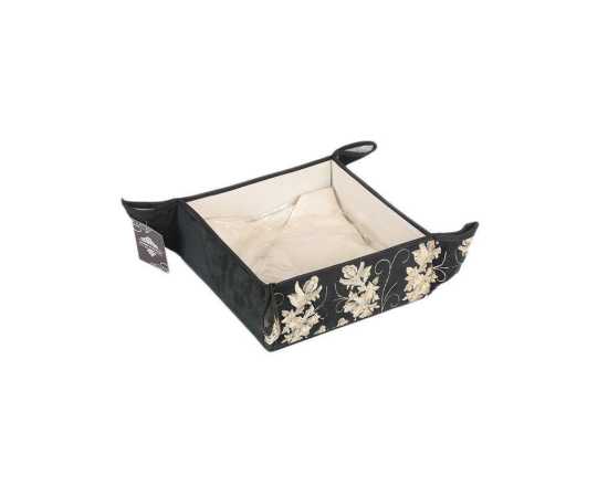 Brown Suede Embroidered Bread Basket