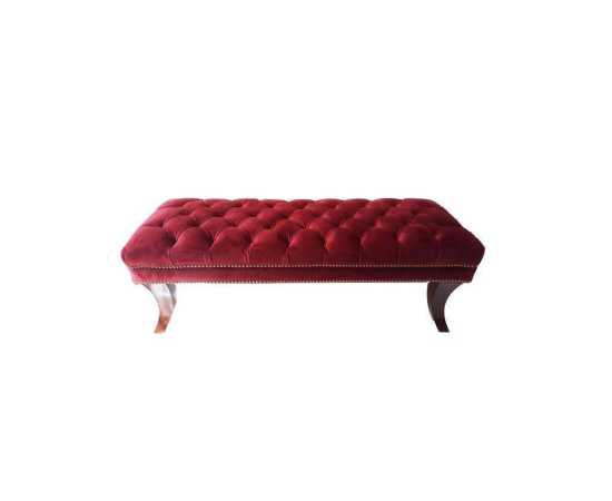 Cobrahead Legs Rosewood Settee - Royal Maroon