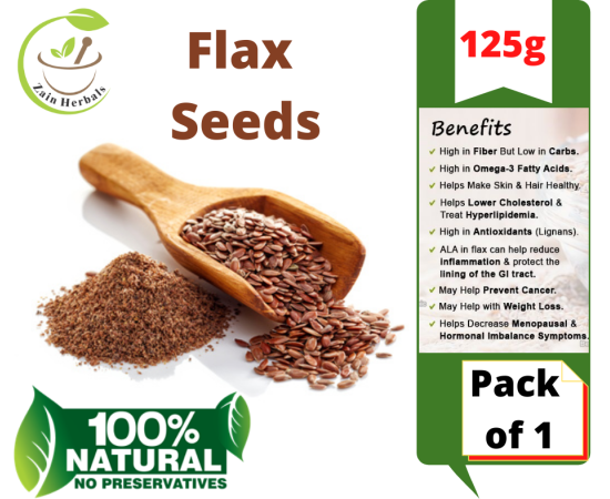 Zain Herbals Flax Seeds (Alsi) 100% Organic - 125gm Zain Herbals Flax Seeds (Alsi) 100% Organic - 125gm