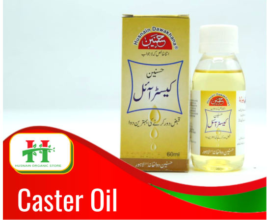 Husnain Organic Store - Caster Oil Organic Moisturizing Oil Healthy Skin, Clog Pores - 60Ml