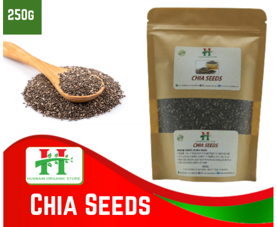 Husnain Organic Store 100% Organic Chia Seeds Full Of Omega, Calcium, Vitamins - 250G