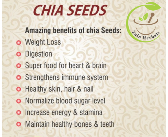 Zain Herbals  Organic Chia Seeds Weight Loss Vitamin Minerals - 100G