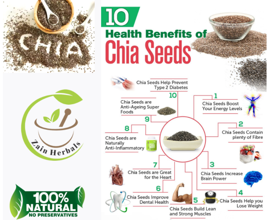 Zain Herbals  Organic Chia Seeds Full Of Omega & Vitamin - 500G