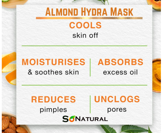 SoNatural Almond Hydra Mask - Hyderate Skin-Moisturize Skin Naturally - 60G