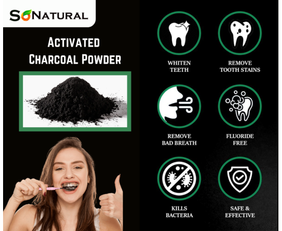 SoNatural - Activated Charcoal Powder - Teeth Whitening- Detox - Food Grade Teeth Whitening - 50G
