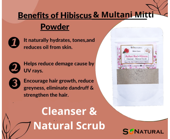 SoNatural Multani Mitii & Hibiscus Powder - Mud Face Mask- Cleanser - 100G