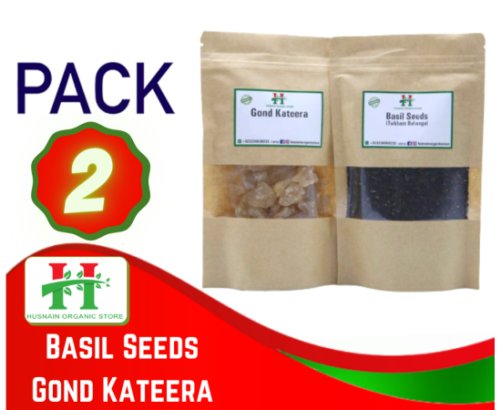 Husnai Organic Store Goond Katira & Tukh Malanga (Basil Seeds) - 200G