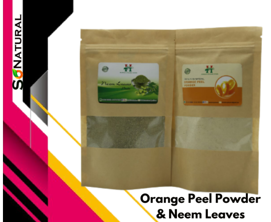 SoNatural -Combo (Pack Of 2)  Orange Peel Powder & Neem Leaves Powder (100G) - Best Combo - 100% Natural
