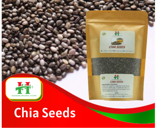 Husnain Organic Store 100% Organic Chia Seeds Full Of Omega, Calcium, Vitamins - 250G