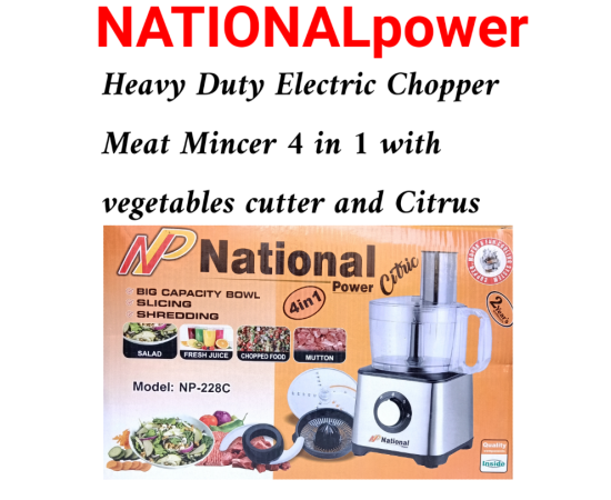 4 In 1 Np Nationalpower 1.2 Liter Electric Meat Chopper With Vegetable Cutter And Citrus