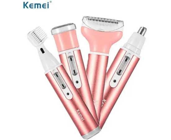 Kemei - 4 In 1 Rechargeable Lady Shaver Eyebrows Trimmer Nose Trimmer Body Shaver