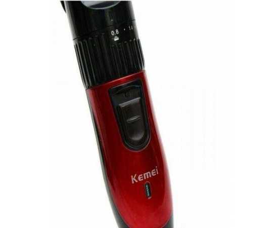 Kemei Electric Rechargeable Hair And Beard Trimmer - Red And Black