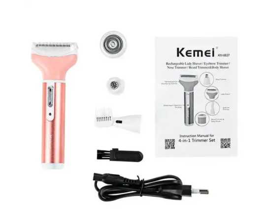 Kemei - 4 In 1 Rechargeable Lady Shaver Eyebrows Trimmer Nose Trimmer Body Shaver