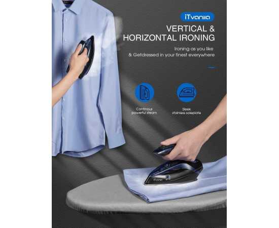 Brand Inside - It Vanilia Travel Steam Iron Two Voltage Small Compact Mini Iron 1000W Fast Heat-Up