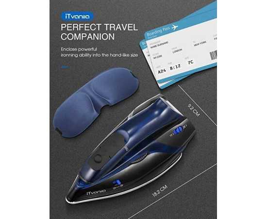 Brand Inside - It Vanilia Travel Steam Iron Two Voltage Small Compact Mini Iron 1000W Fast Heat-Up
