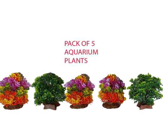 Pack Of 5 Pieces Artificial Underwater Plant Grass With Stone For Aquarium Fish Tank