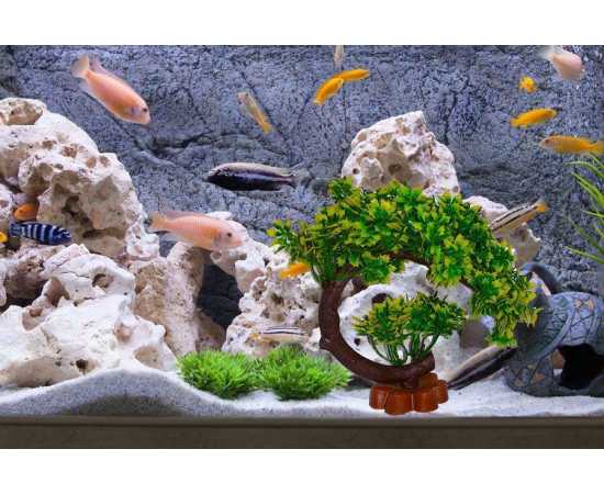 Artificial Green Underwater Plant Grass with Stone Aquarium Fish Tank Landscape Décor