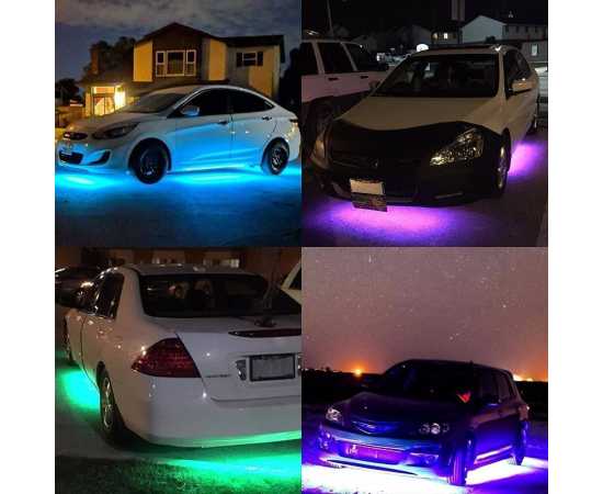 2 Pcs Car & Bike RGB Strip light Waterproof Flasher Strobe