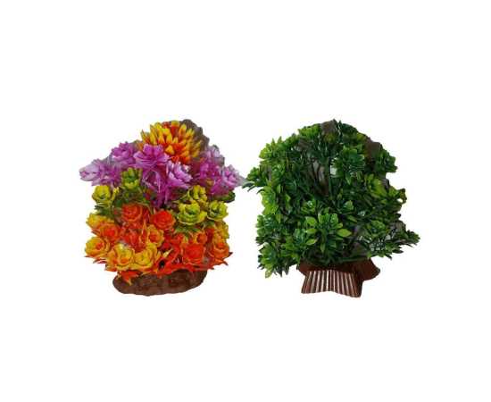 Pack of 2 Artificial Underwater Plant Grass With Stone For Aquarium Fish Tank