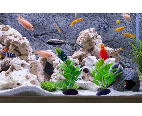 Pack of 2 Artificial Green Underwater Plant Grass With Stone For Aquarium Fish Tank - MS621