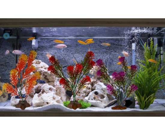 Pack of 2 Artificial Green large Underwater Plant Grass With Stone For Aquarium Fish Tank