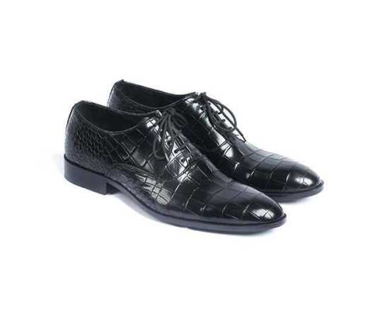 Amani Boston Oxford Leather Shoes For Men - Black