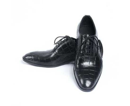 Amani Boston Oxford Leather Shoes For Men - Black