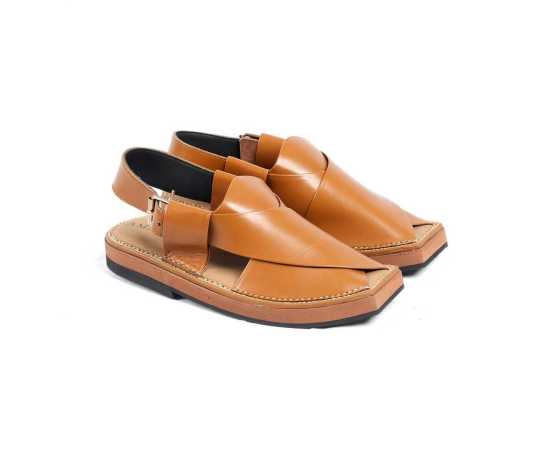 Amani Kaptaan Peshawari Chappal - Mustard