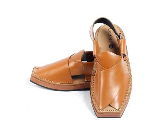 Amani Kaptaan Peshawari Chappal - Mustard