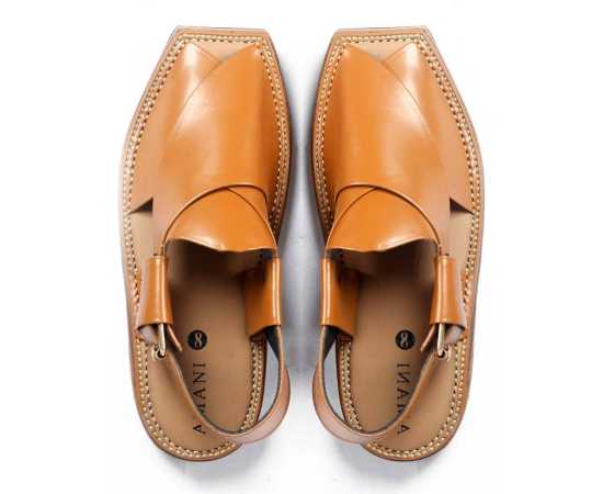 Amani Kaptaan Peshawari Chappal - Mustard