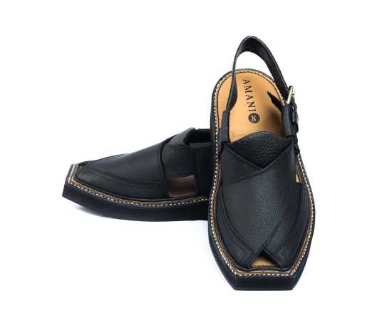 Amani Maqdur Peshawari Chappal - Black