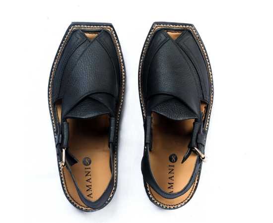 Amani Maqdur Peshawari Chappal - Black