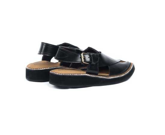 Amani Maqdur Peshawari Chappal For Men - Pitch Black